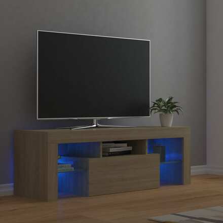 vidaXL TV-benk med LED-lys sonoma eik 120x35x40 cm