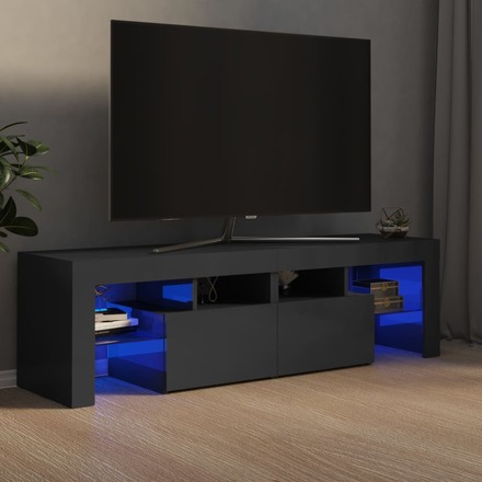 vidaXL TV-benk med LED-lys høyglans grå 140x36,5x40 cm