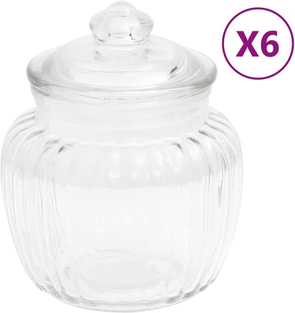 vidaXL Förvaringsburkar i glas 6 st 500 ml