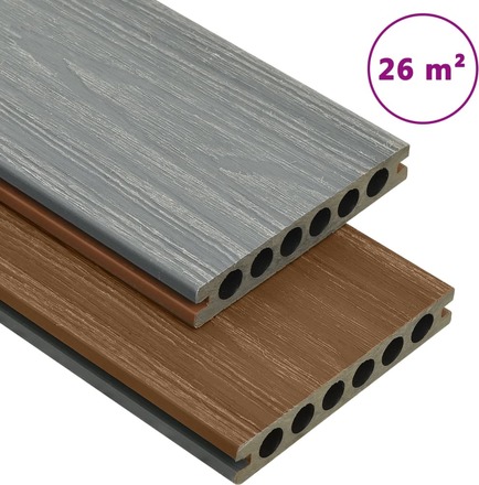vidaXL WPC-golvplattor med tillbehör brun och grå 26 m² 2,2 m