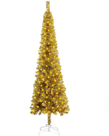 vidaXL Smal plastgran med LED guld 210 cm