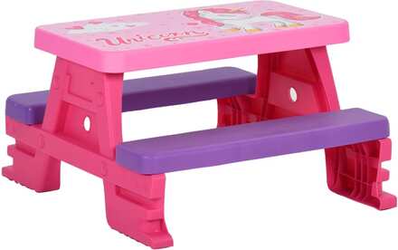 vidaXL Picknickbord med bänkar för barn 79x69x42 cm rosa