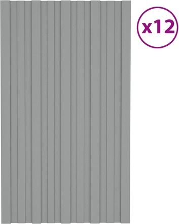 vidaXL Takprofiler 12 st galvaniserat stål grå 80x45 cm