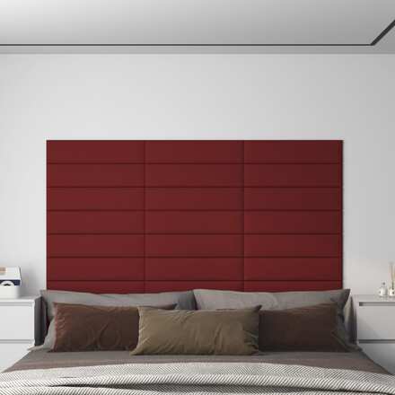 vidaXL Pannelli Murali 12 pz Rosso Vino 60x15 cm Tessuto 1,08 m²