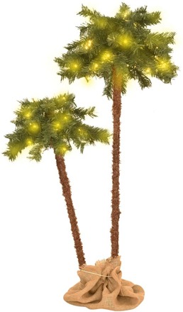 vidaXL Konstpalm dubbel med LEDs 90 cm&150 cm