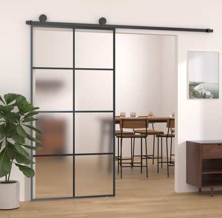 vidaXL Skjutdörr med hårdvara 102,5x205 cm ESG-glas och aluminium