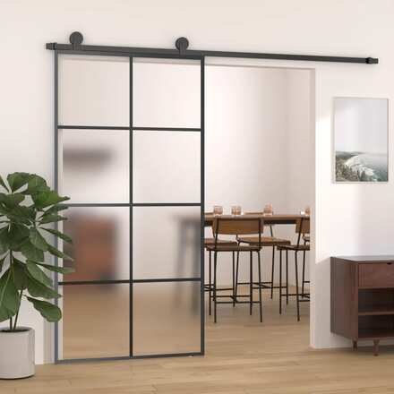 vidaXL Skjutdörr med hårdvara 102,5x205 cm ESG-glas och aluminium