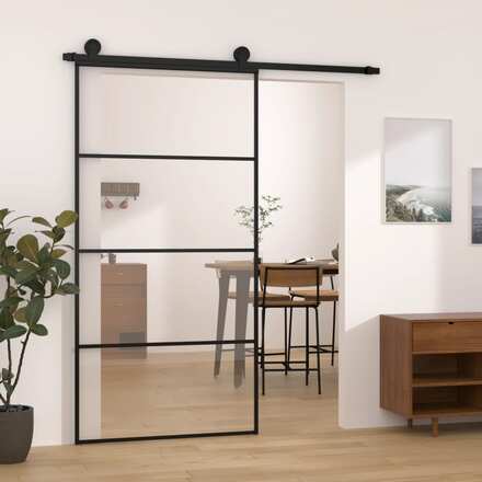 vidaXL Skjutdörr med hårdvara 102,5x205 cm ESG-glas och aluminium