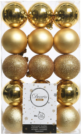 Decoris kerstballen - 30x st - goud - kunststof - 6 cm - kerstversiering