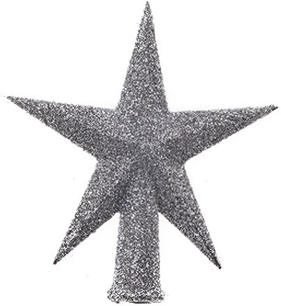 Mini kerstboom piek - zilver - D12 cm - kunststof - glitter