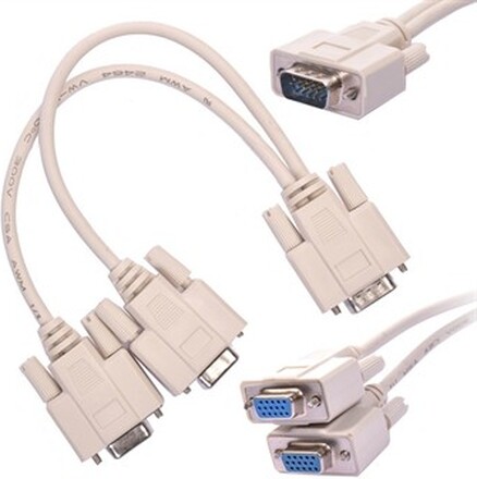 VGA Male til 2 VGA Female Splitter Y-Kabeladapter (0.3 M)