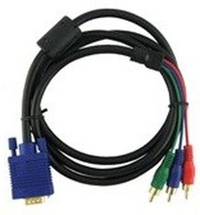 VGA HD15 til 3 RCA Komponent Video Kabel - 1.5M (Sort)