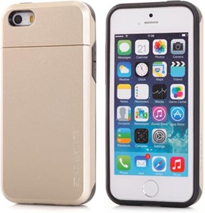 SPIGEN plast og silikonecover m. skjult kortholder til iPhone 5/5S - Lyse Guld