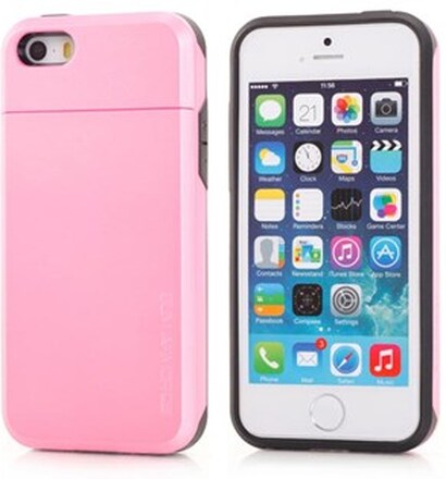 SPIGEN plast og silikonecover m. skjult kortholder til iPhone 5/5S - Pink