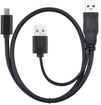 CY UC-125 USB Type-C til USB 3.0 Han & USB 2.0 Dual Power Data Y-kabel til bærbar og harddisk