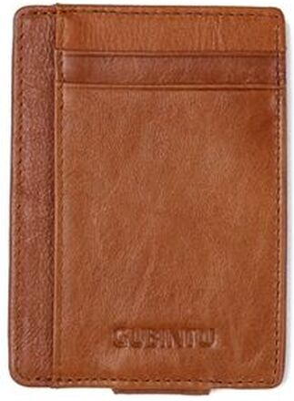 GUBINTU Genuine Leather Anti-scan Money Clip Mens Wallet with Card Slots