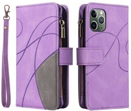 KT Multi-function Series-5 for iPhone 11 Pro Multiple Card Slots Bi-color Splicing Cover Zipper Poc