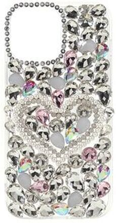 Anti-ridse Love Heart Sticking Diamond Pearls Decor Light TPU telefoncover til iPhone 13 mini
