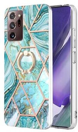 YB IMD Series-7 for Samsung Galaxy Note20 Ultra/Note20 Ultra 5G Ring Kickstand Case IMD Marble Patte