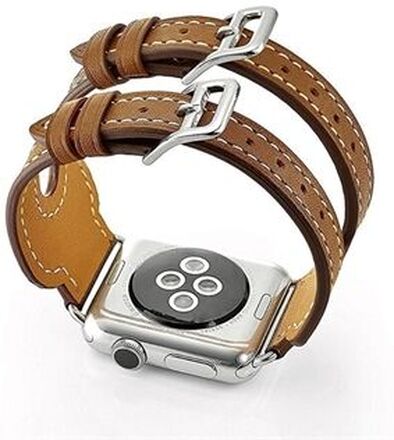 Classic Double Buckle PU Leather Replacement Wrist Watch Strap for Apple Watch Series 5 4 40mm / Ser