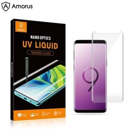 AMORUS 3D Curved Full Cover [UV Light Irradiation] Tempered Glass Screen Protector (Full Glue) for S