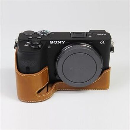 PU læder kamerabeskyttelsesbase beskyttelses semi-etui til Sony A6600