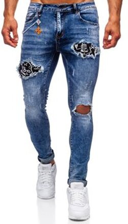 Granatowe jeansowe spodnie męskie slim fit Denley 85004S0