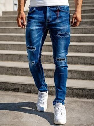 Granatowe jeansowe spodnie męskie slim fit Denley 80033W0