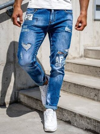 Granatowe jeansowe spodnie męskie slim fit Denley 85006S0
