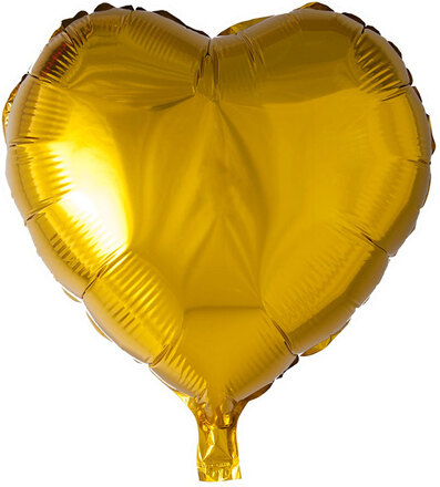 Hjärtformad Guldfärgad Folieballong 46 cm