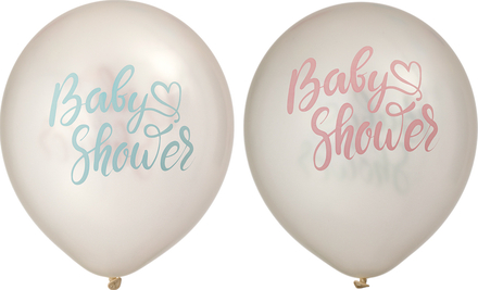 6 stk Rosa och Blå Babyshower Ballonger 30 cm