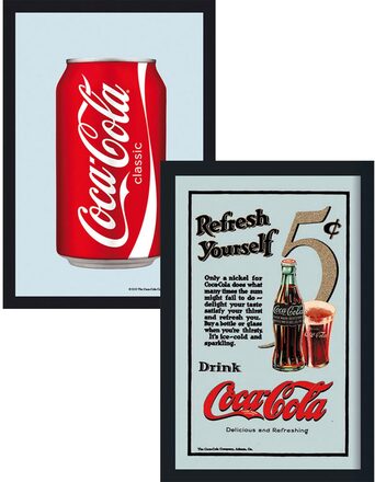 2 stk Inramad Spegel med Coca-Cola Motiv 22x32 cm - Paketerbjudande