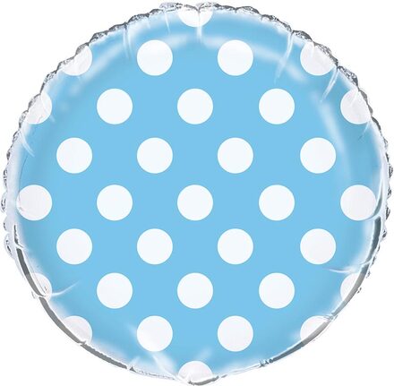 Ljusblå Folieballong med Vita Polka Dots 45 cm