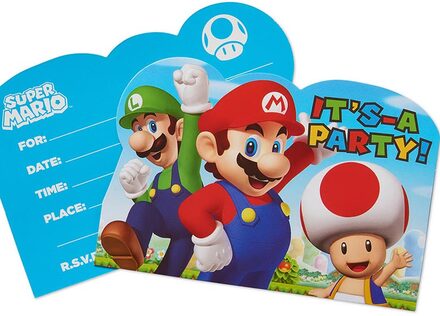 8 stk Inbjudningskort - Super Mario Party