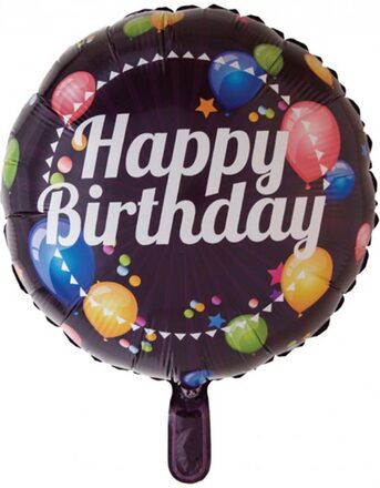 Happy Birthday - Rund Folieballong med Ballongmotiv 46 cm