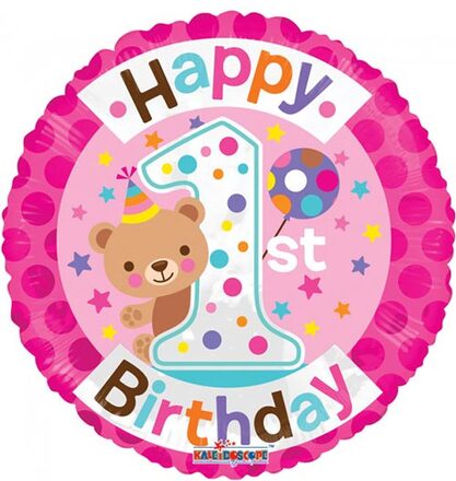 Happy 1 Birthday Girl - Folieballong 46 cm
