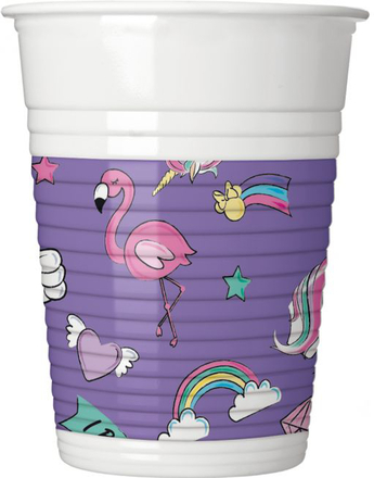 8 stk Plastmuggar 200 ml - Minnie Unicorn