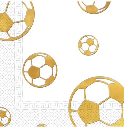 15 stk Servetter 33x33 cm - Guldfärgad Fotboll