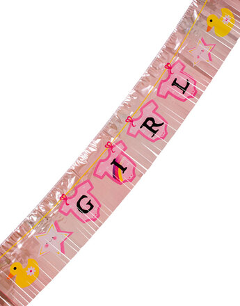 Metalliskt Rosa Fransbanner 150 cm - Baby Girl