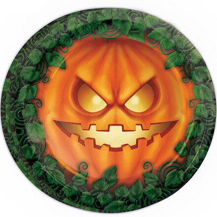 8 stk Creepy Pumpkin Papptallrikar 23 cm