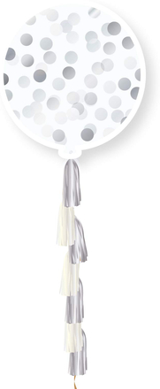 1 stk 91 cm - Ballong med Silverfärgad Konfetti och Ballongsvans