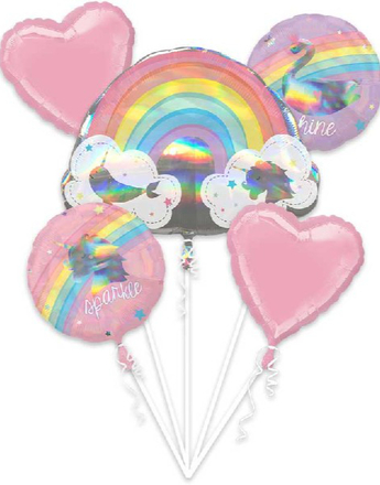 Magical Rainbow - Ballongbukett med 5 Folieballonger