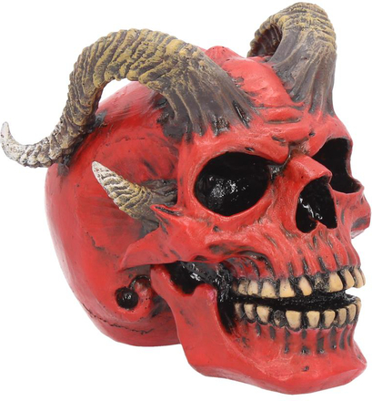 Tenacious Demon - Röd Dödskalle med Horn 13 cm