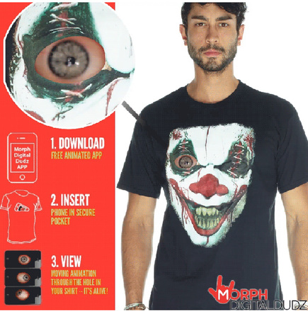 Demon Clown - NYHET! Digital Dudz T-shirt med Ficka för Animation
