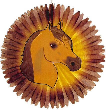 Brun Stor Pappersfläkt med Häst Motiv 55 cm