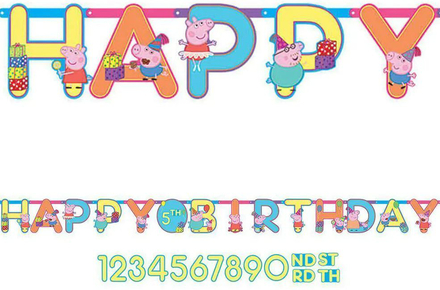 Stort Happy Birthday Banner - Peppa Pig
