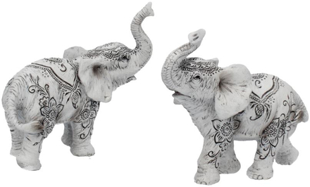 2 stk Elefantfigurer med Henna-Motiv 9 cm