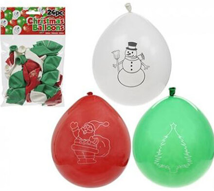 24 stk 25 cm Ballonger med Julmotiv