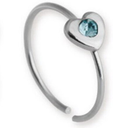 Circle With Heart And Blue Stone - Näspiercing