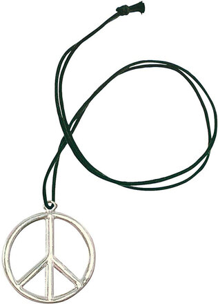 Silverfärgat Peace-Smycke med Svart Tråd